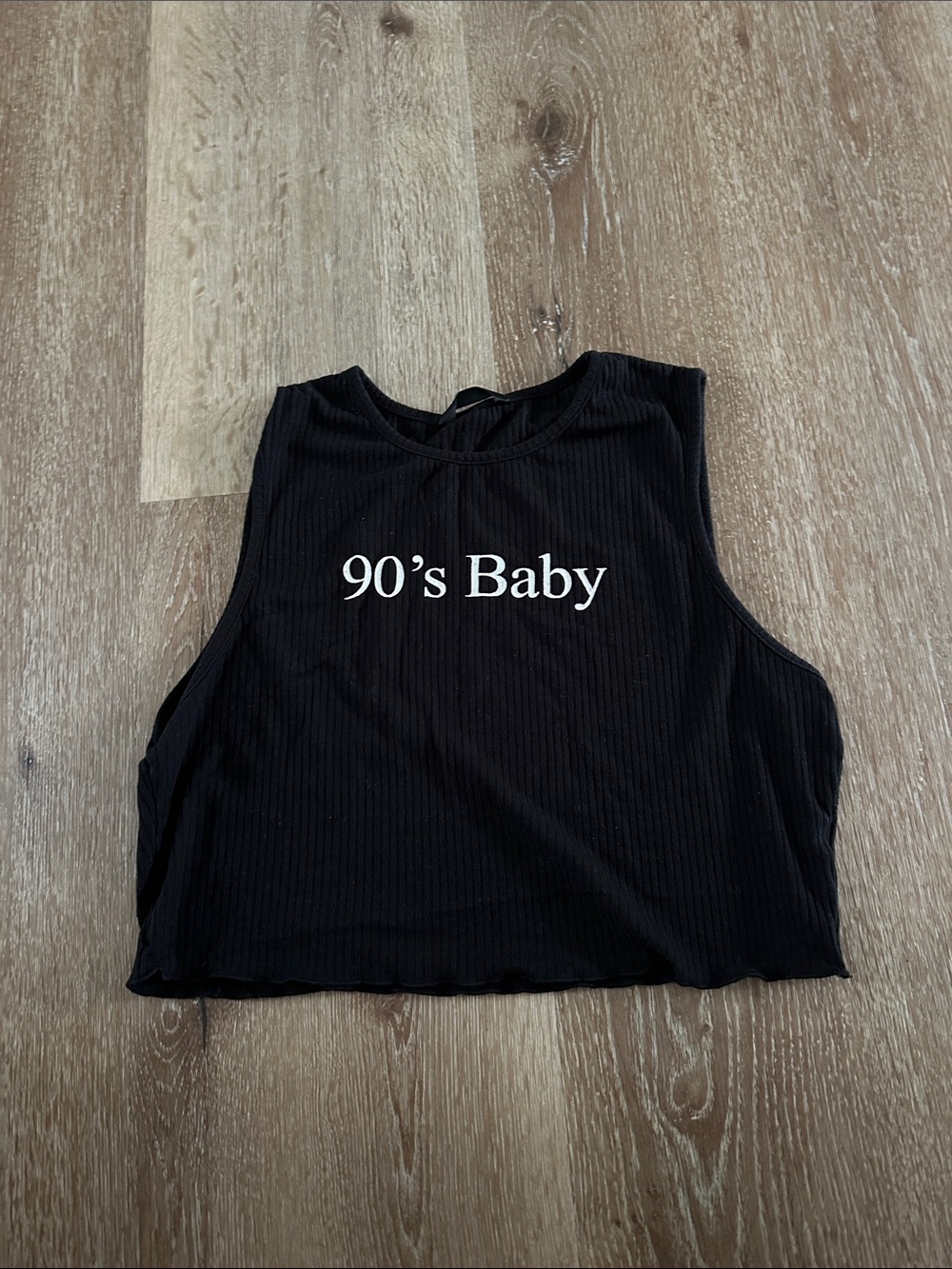 90's Baby Black Ribbed Crop Tank Top